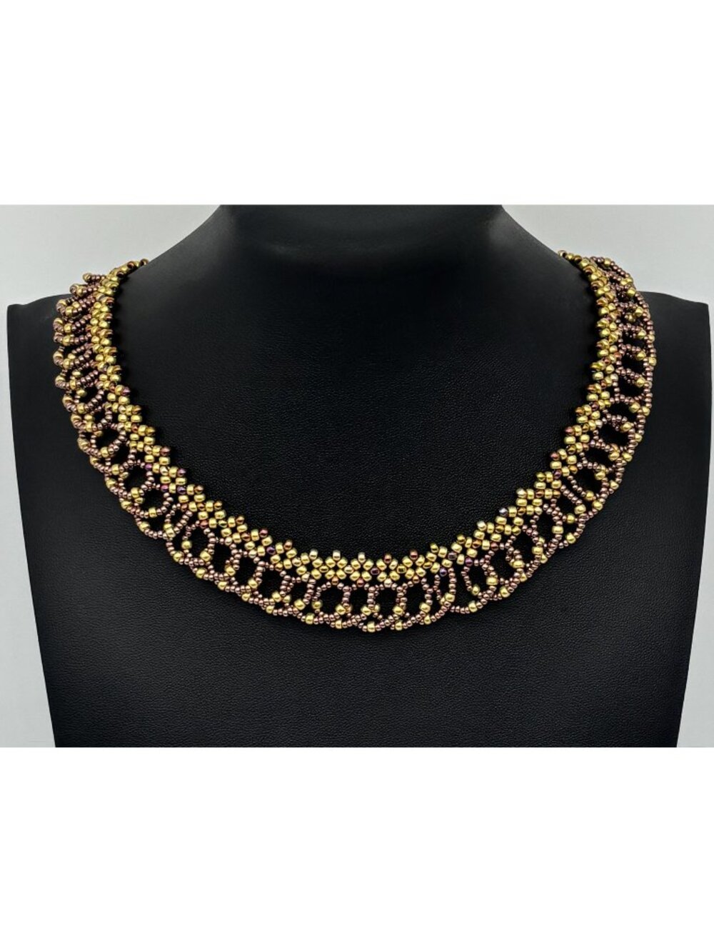 Artisan-Made Beaded Collar W/Rounded Fringe and 14K Gold-Filled Double "S" Clasp